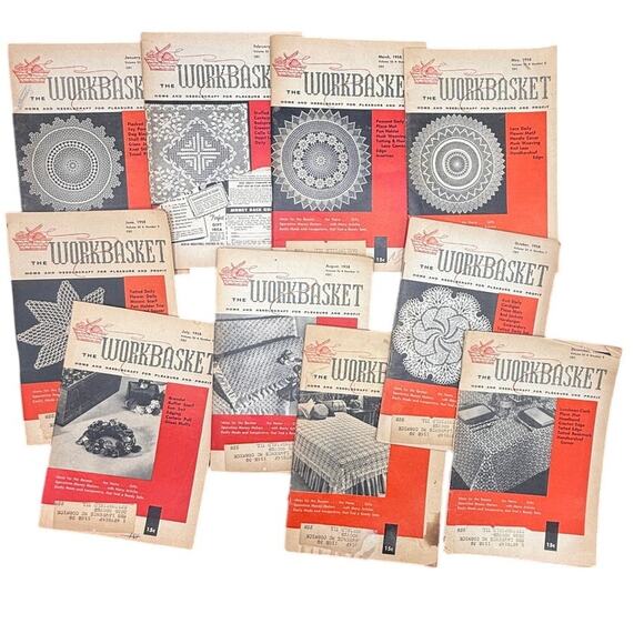 Workbasket Other - 🧶 Vintage Workbasket Magazine Lot (Doily & Crochet Patterns 1958